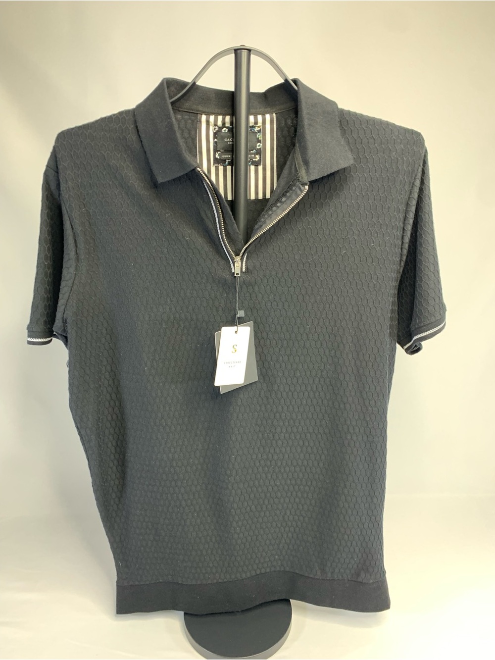 Cactus Black Short-Sleeve Zip Polo